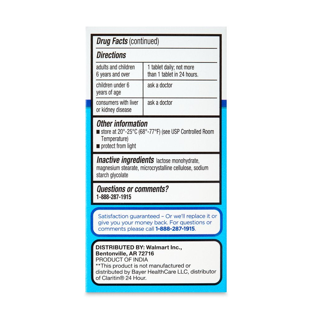 Equate Allergy Relief Loratadine Tablets 10 Mg, Antihistamine, 45 Count