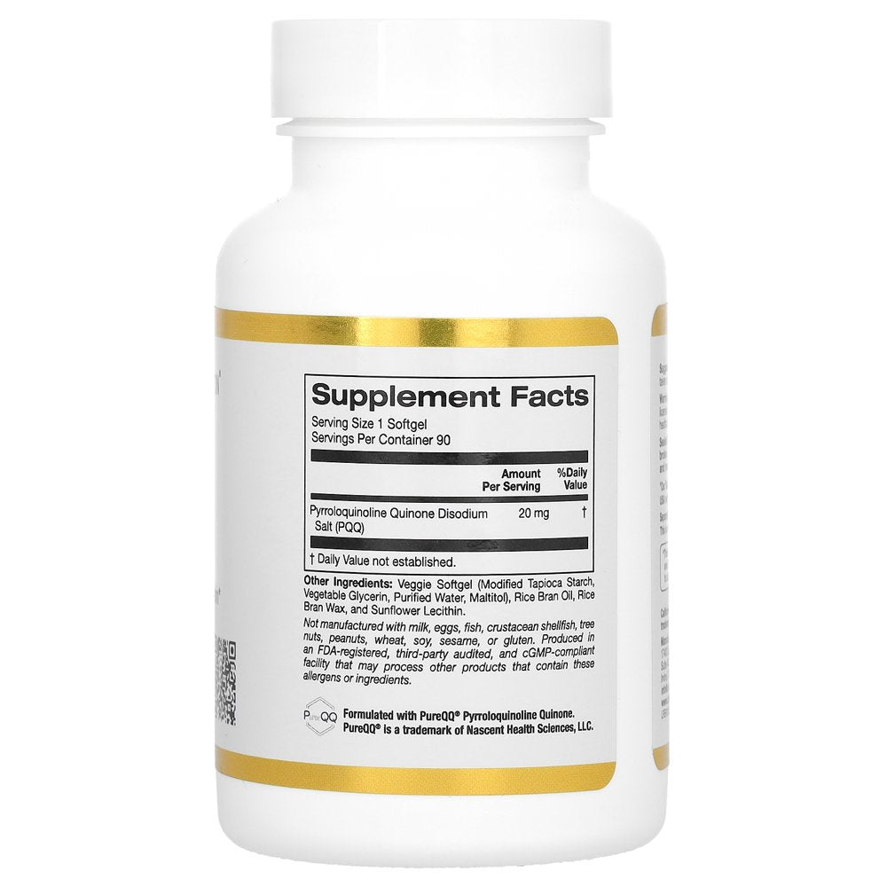 California Gold Nutrition PQQ, 20 Mg, 90 Veggie Softgels