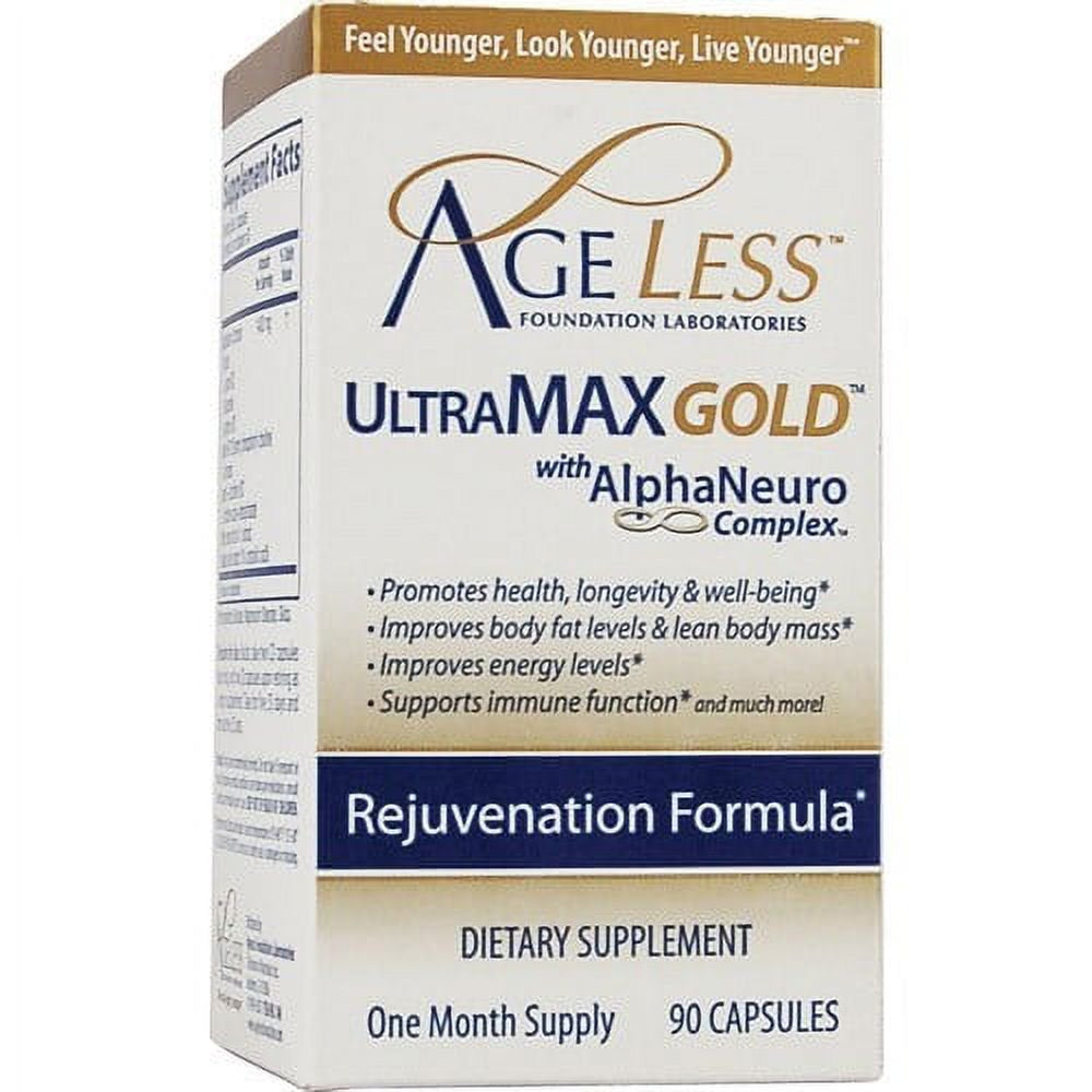 Ageless Foundation ULTRA Max Gold for Energy & Lean Body Mass Dietary Supplement, Capsules, 90 Ct