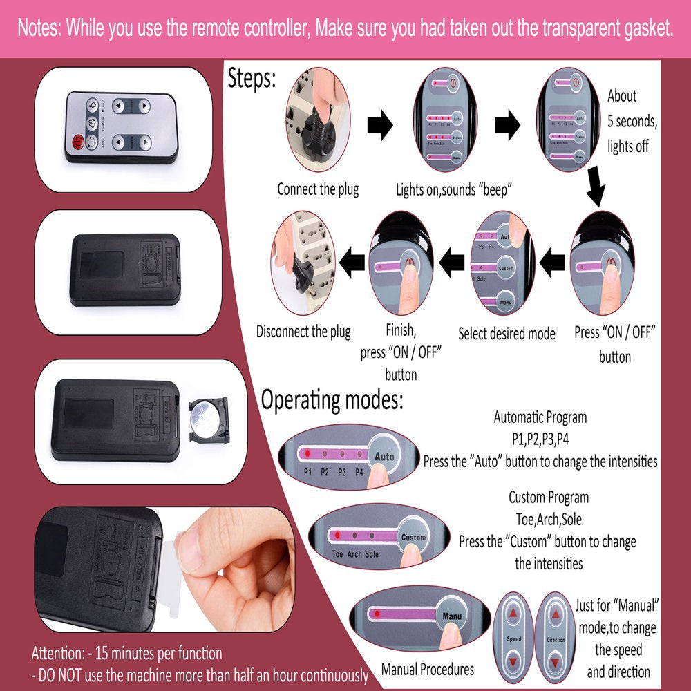 Electric Shiatsu Foot Massager with Remote for Pain Relief, Deep Kneading Rolling Feet and Calf Massager, Leg Circulation Machine for Plantar Fasciitis and Neuropathy, Men Women Gifts, Red