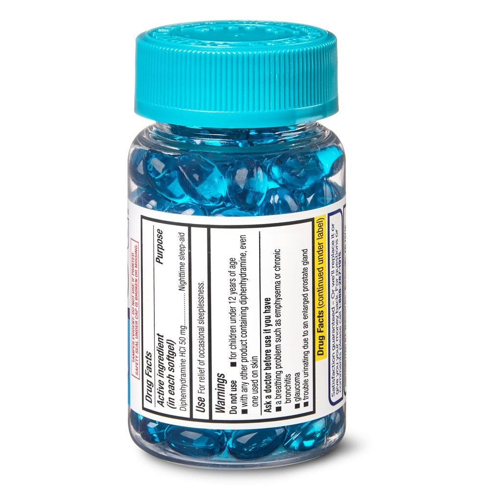 Equate Maximum Strength Diphenhydramine Hcl Sleep-Aid Softgels, 50 Mg, 100 Count