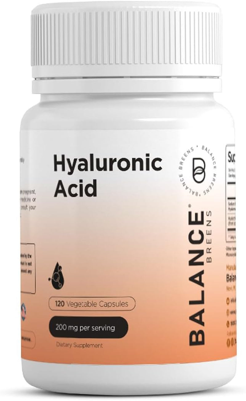 Hyaluronic Acid Skin Supplement 200Mg per Capsule, 120 Capsules, 4 Months Supply - Promotes Skin Hydration, anti Aging, Joint Support Supplement, Bones and Connective Tissue | Non-Gmo and Gluten Free