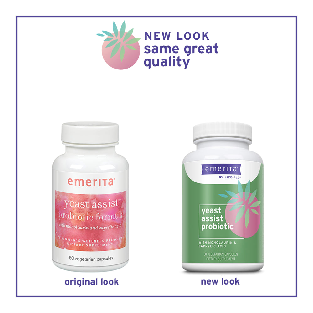 Emerita Yeast Assist Probiotic Formula | Vaginal, Intestinal & Gut Wellness Support for Women | 30 Serv | 60 Capsules