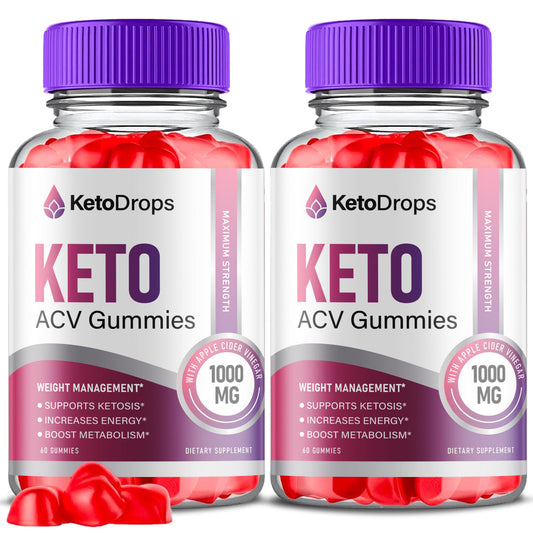 (2 Pack) Keto Drops Keto ACV Gummies - Apple Cider Vinegar Supplement for Weight Loss - Energy & Focus Boosting Dietary Supplements for Weight Management & Metabolism - Fat Burn - 120 Gummies - Nutricity.com.au