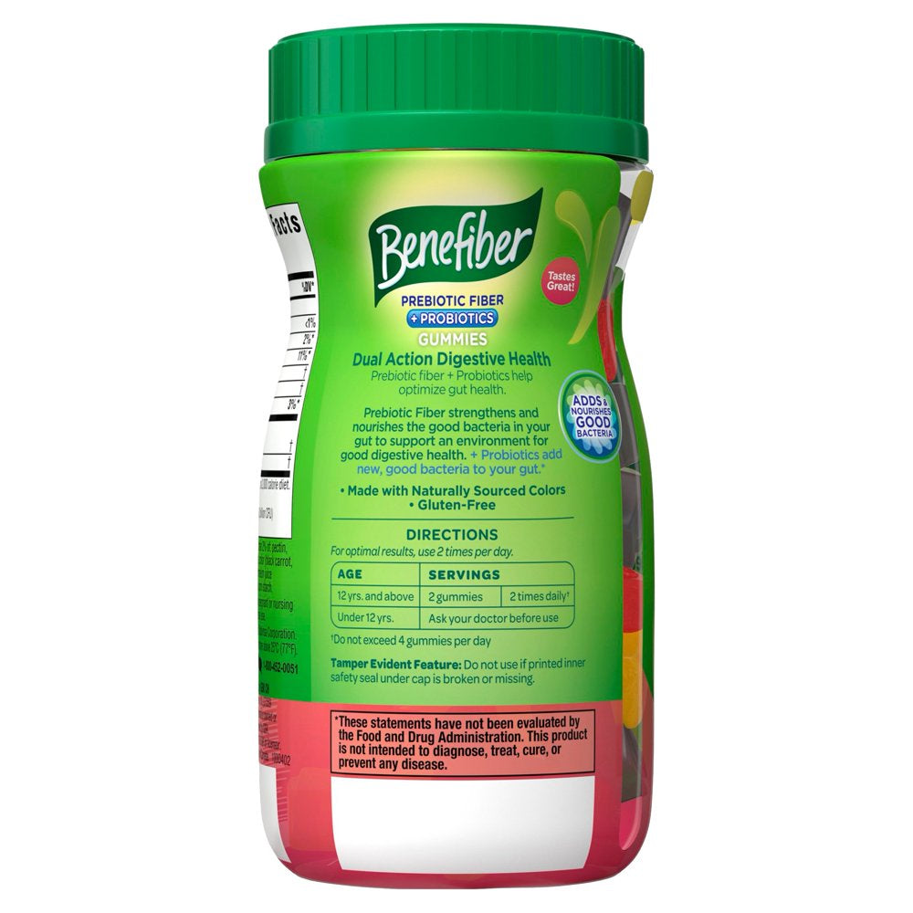 Benefiber Prebiotic Fiber Supplement Gummies for Digestive Health with Probiotics - 50 Count