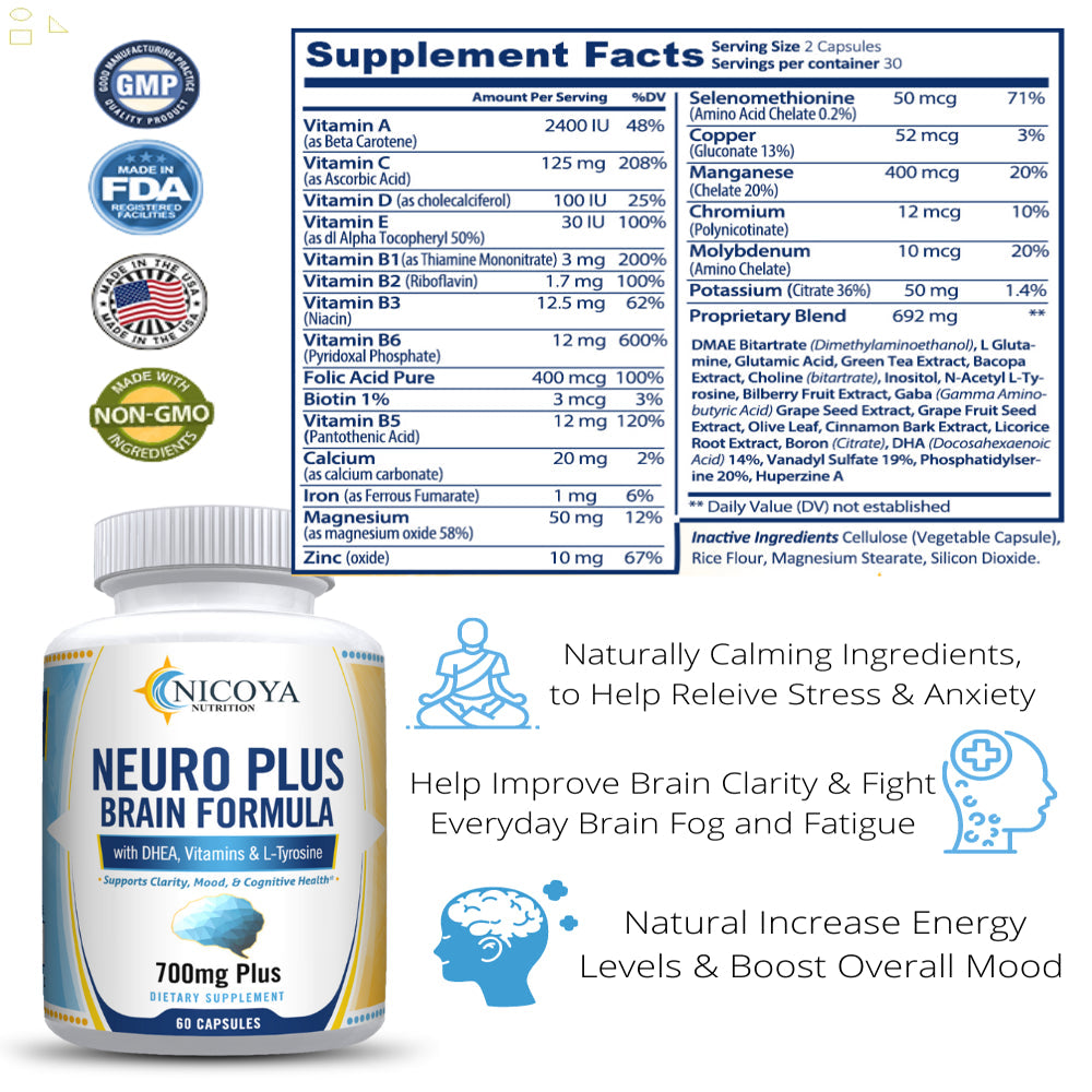 Brain Supplements & Nootropics - Memory Focus Mental Concentration Booster Pill | Compare to Focus Factor Active Ingredients