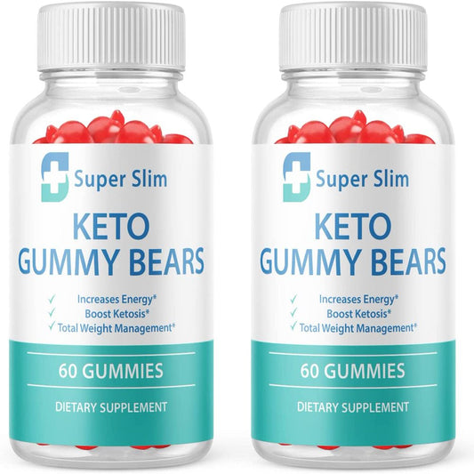 (2 Pack) Super Slim Keto Gummy Bears - Supplement for Weight Loss - Energy & Focus Boosting Dietary Supplements for Weight Management & Metabolism - Fat Burn - 120 Gummies - Nutricity.com.au