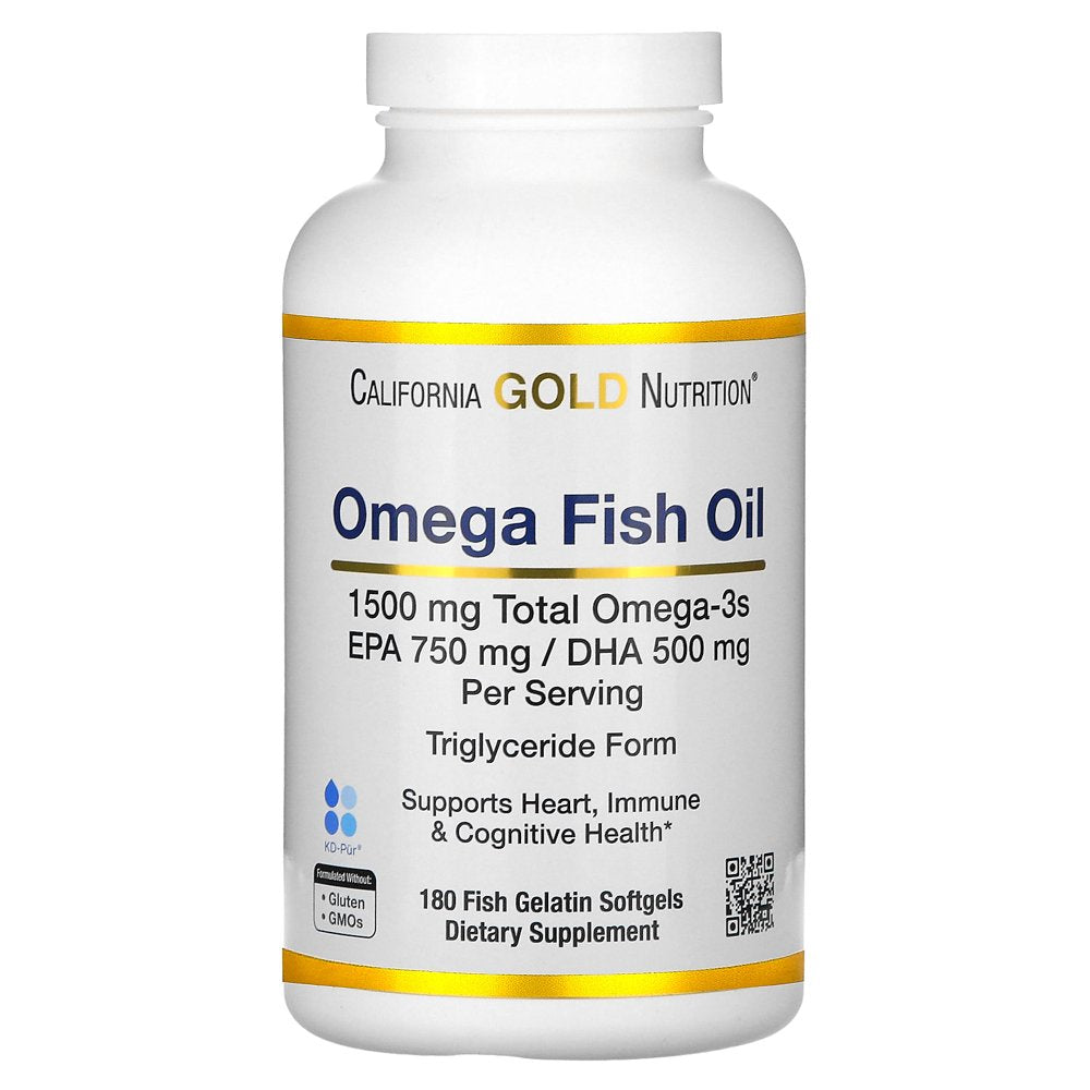 California Gold Nutrition Norwegian Omega-3 Fish Oil, Natural Lemon, 180 Softgels
