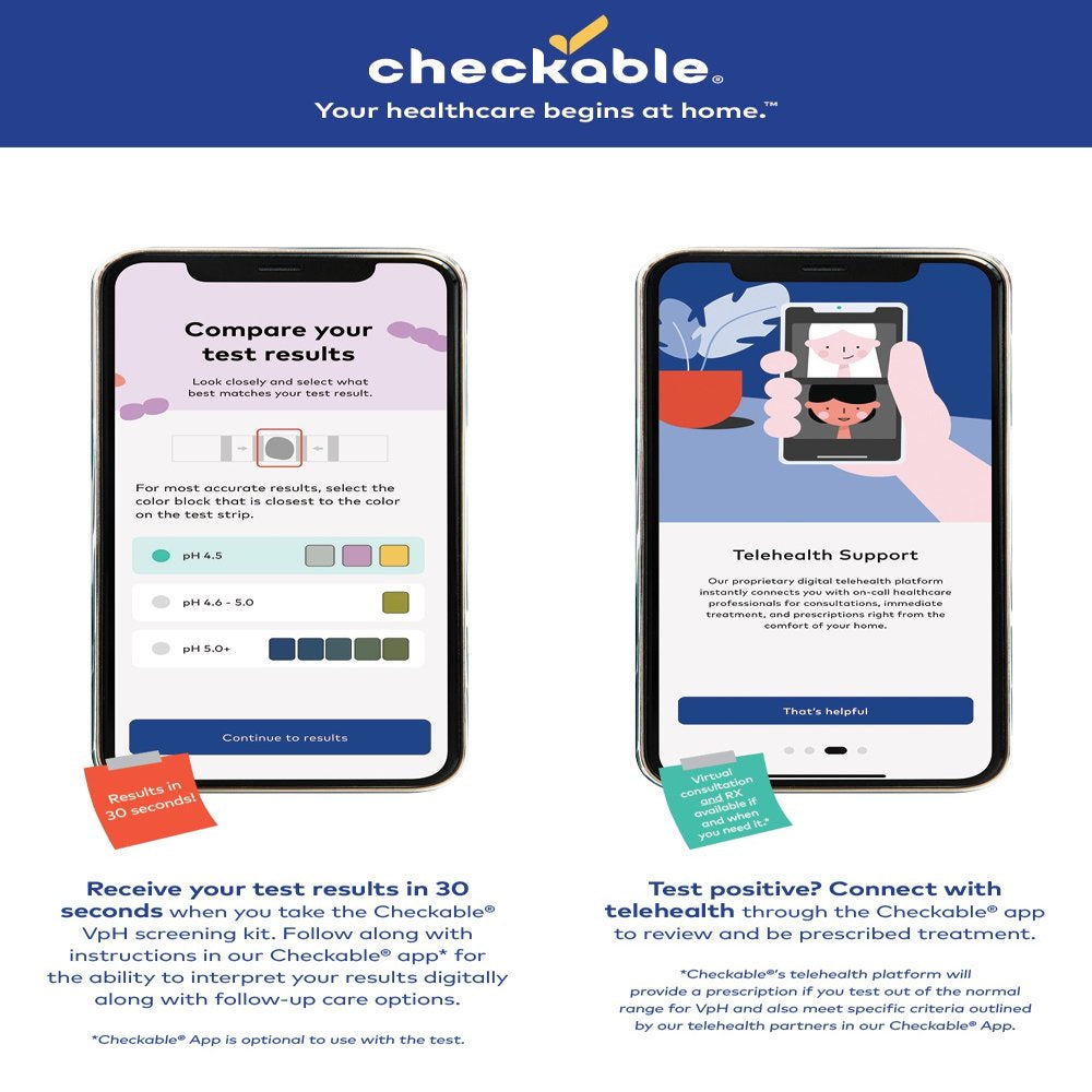 Checkable® Vaginal Ph Screening Strips, Quick Results, Vaginal Ph Balance Screening Strip and Yeast Infection Treatment for Women - 3 Count