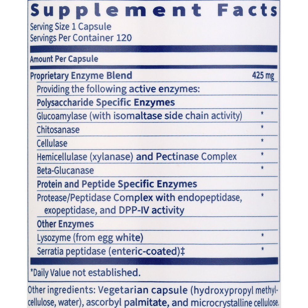 Klaire Labs Interfase - Digestive Enzyme Blend to Support GI Detox & Gut Flora Balance - Dairy-Free (120 Vegetarian Capsules)
