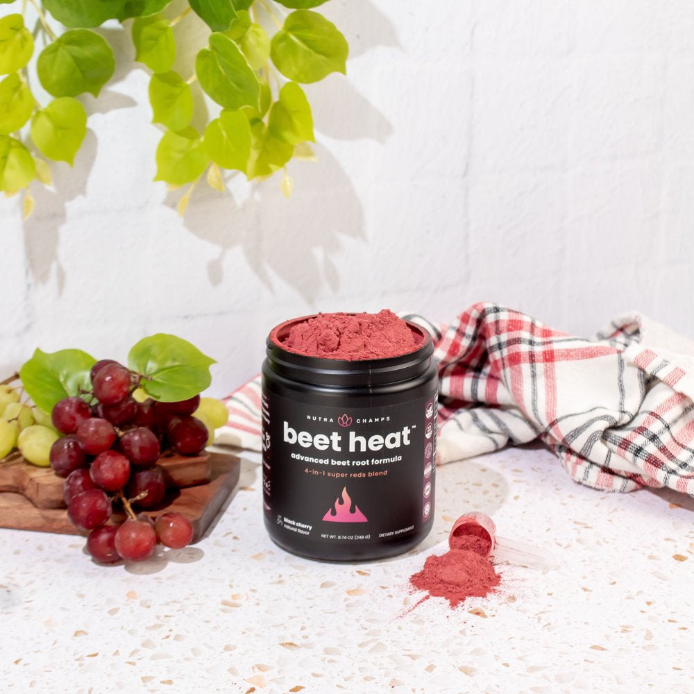Nutrachamps Beet Root Powder Circulation Supplement | Superfood Powder Nitric Oxide Supplement with Beetroot Juice, Super Reds Powder & Grape Seed Extract | No Sugar Beet Supplement