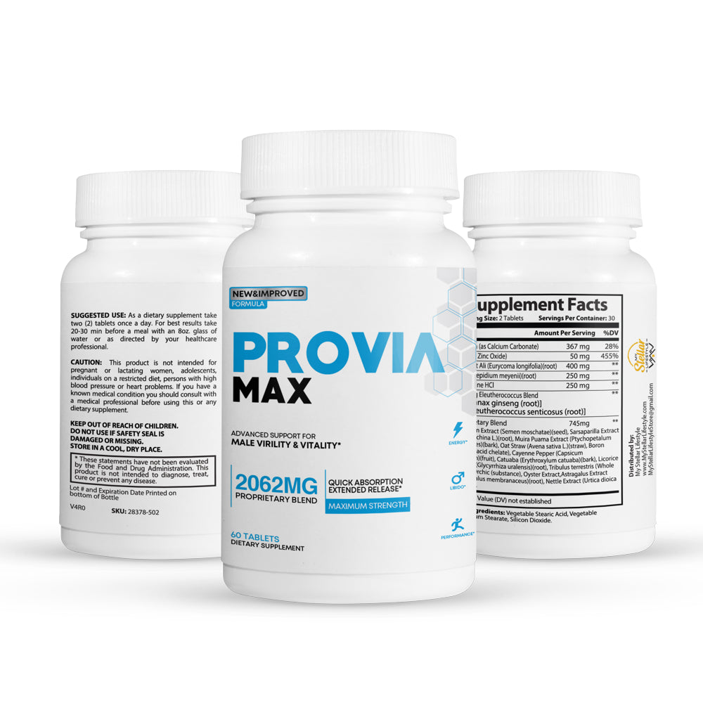 Provia Max Male Virility and Vitality Support 2062Mg and Provia NO2 Boost 1340Mg