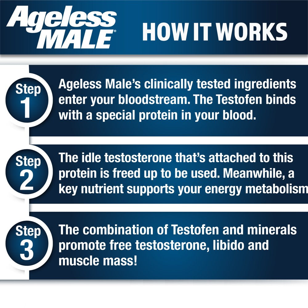 Ageless Male Free Testosterone Booster Tablets for Men, 60 Count