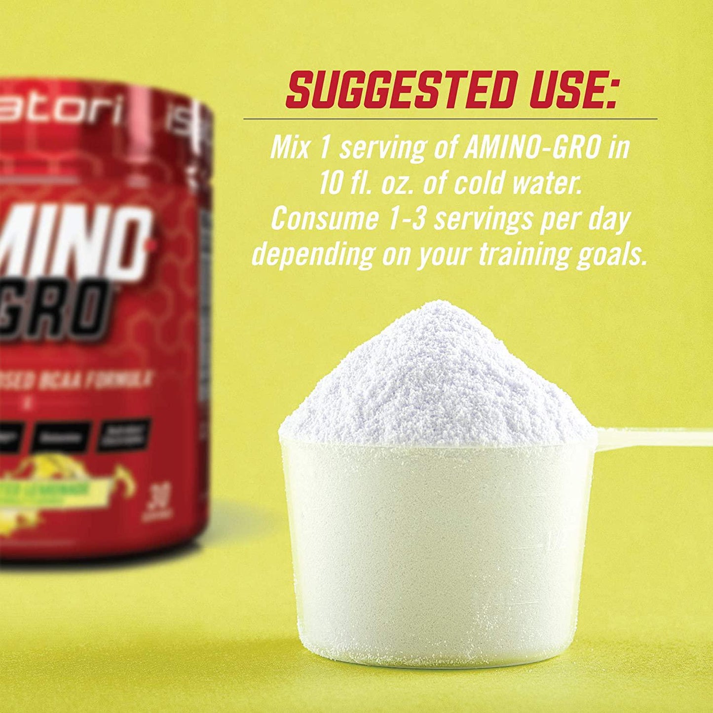 iSatori Amino-GRO BCAA Powder - Branched Chain Amino Acid Formula with Glutamine and Bio-GRO Bio-Active Peptides - Essential Amino Energy for Women and Men - Frosted Lemonade (30 Servings)