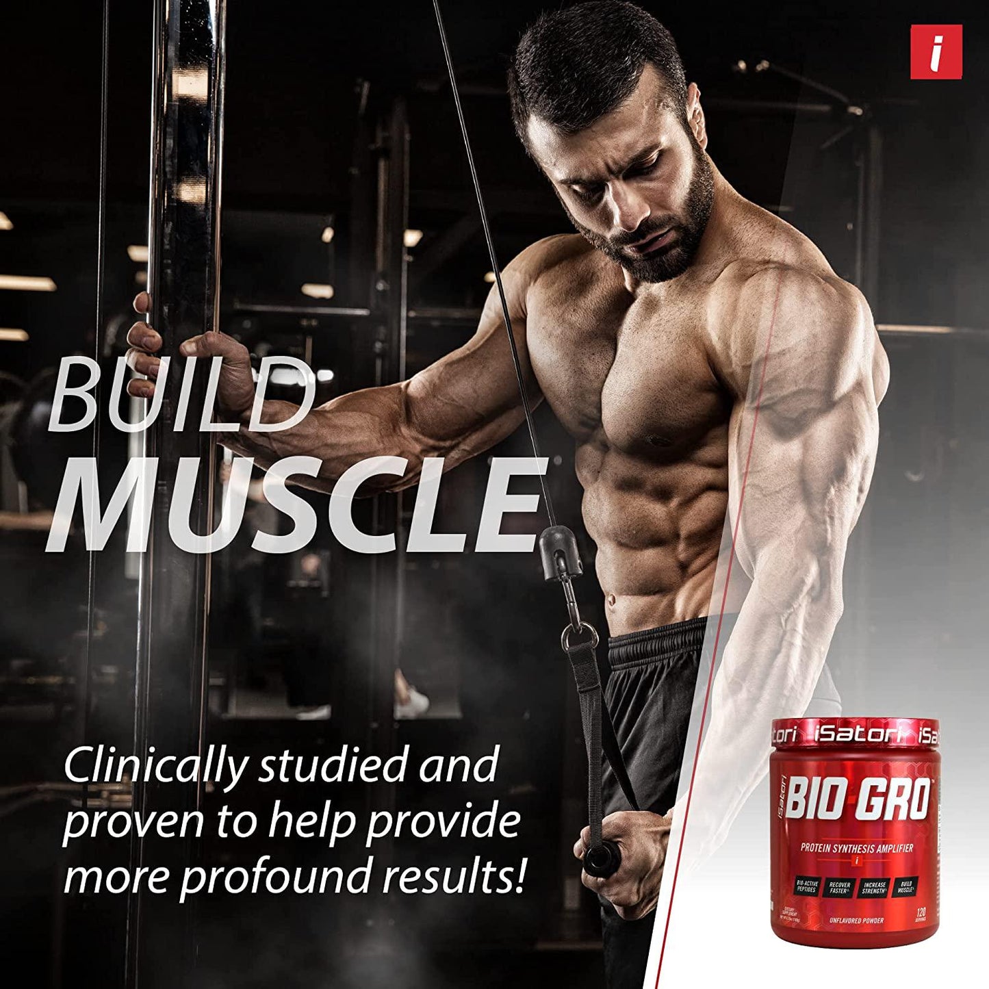 iSatori Bio-GRO Protein Synthesis Amplifier - Build Lean Muscle, Speed Recovery and Increase Strength - Bio-Active Proline-Rich Peptides Post Workout Muscle Builder - Unflavored (120 Servings)