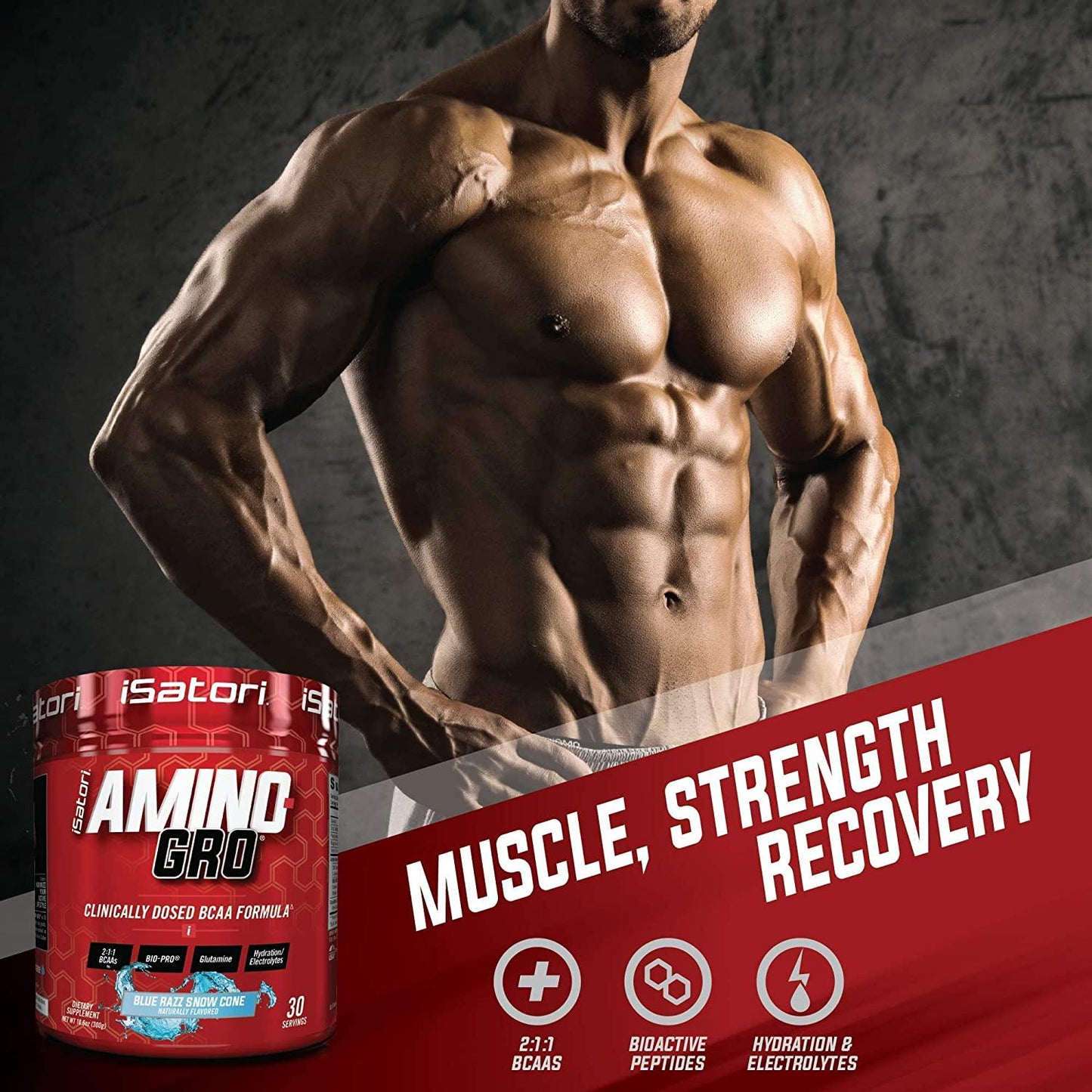 iSatori Bio-GRO Protein Synthesis Amplifier - Unflavored (60 Servings) and iSatori Amino-GRO BCAA Powder - Blue Razz Snow Cone (30 Servings)