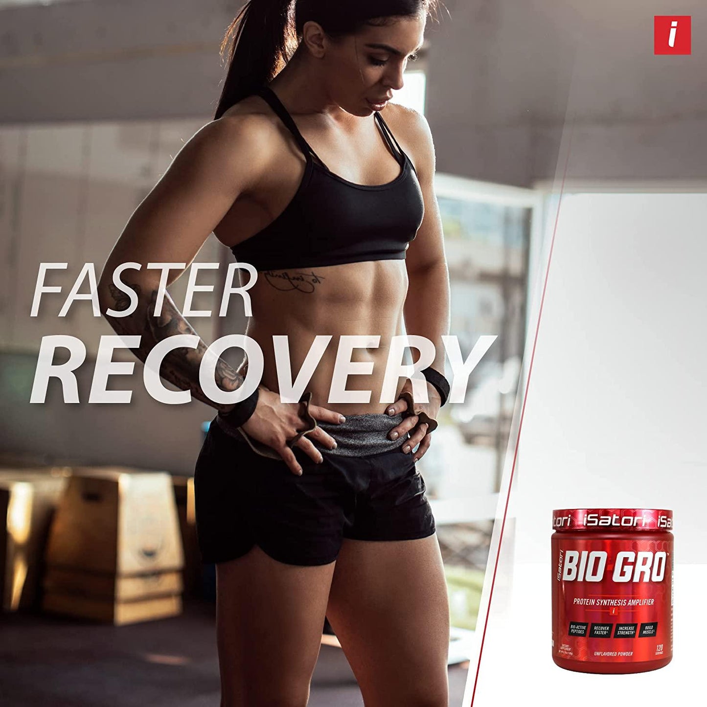 iSatori Bio-GRO Protein Synthesis Amplifier - Build Lean Muscle, Speed Recovery and Increase Strength - Bio-Active Proline-Rich Peptides Post Workout Muscle Builder - Unflavored (120 Servings)