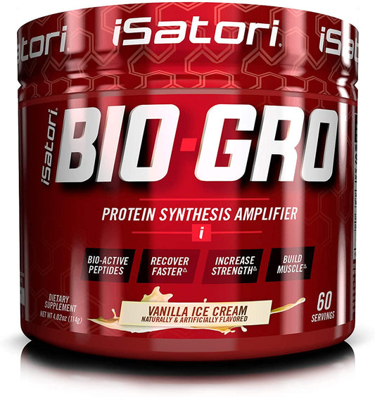 iSatori Bio-GRO Protein Synthesis Amplifier - Build Lean Muscle, Speed Recovery and Increase Strength - Bio-Active Proline-Rich Peptides Post Workout Muscle Builder - Vanilla Ice Cream (60 Servings)