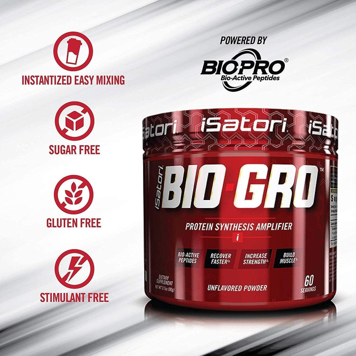 iSatori Bio-GRO Protein Synthesis Amplifier - Unflavored (60 Servings) and iSatori Amino-GRO BCAA Powder - Blue Razz Snow Cone (30 Servings)
