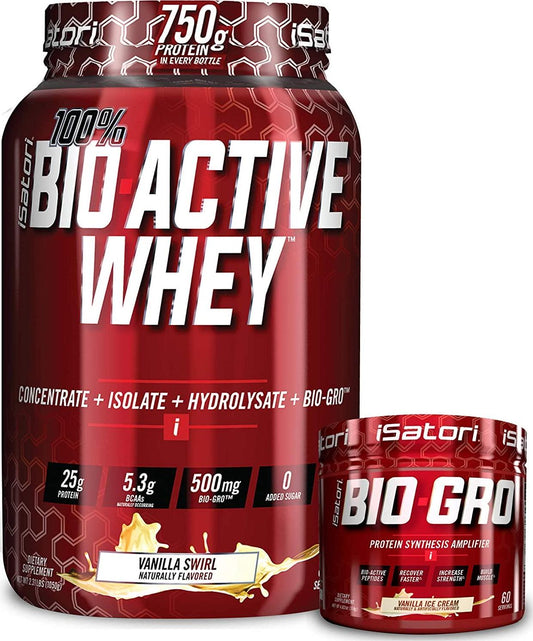 iSatori Bio-GRO Vanilla Ice Cream (60 Servings) and Bio-Active Whey Protein Powder Vanilla Swirl (30 Servings)