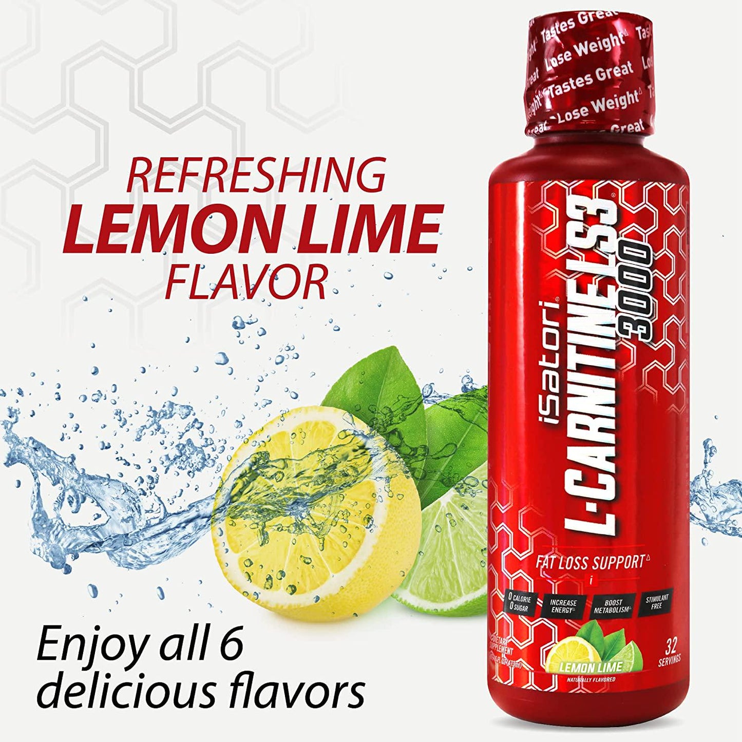 iSatori L-Carnitine LS3 Concentrated Liquid Fat Burner and Metabolism Activator - Fat Loss for Health and Fitness - Keto Friendly Weight Loss - Stimulant Free - Lemon Lime 3000mg (32 Servings)