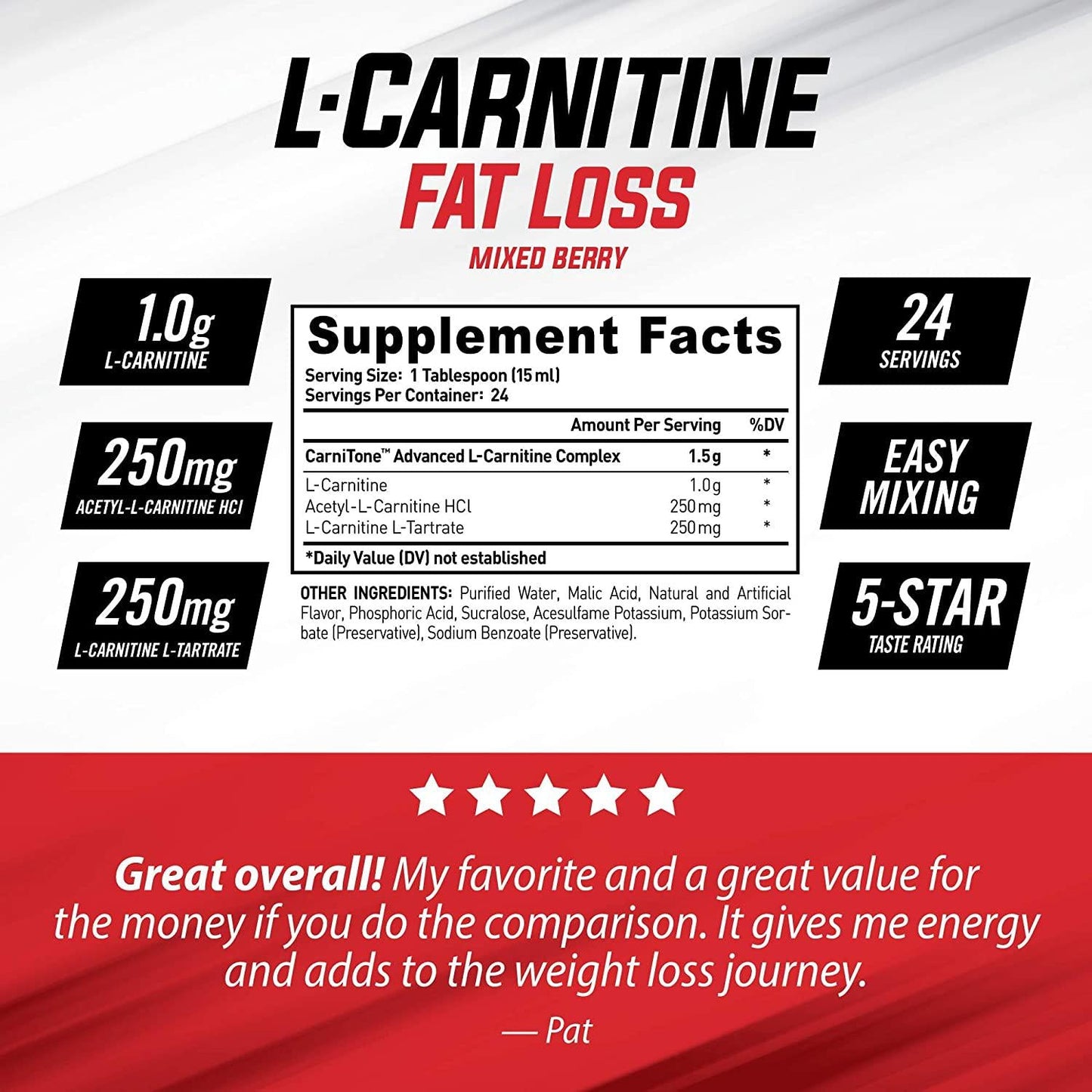 iSatori L-Carnitine Liquid Fat Burner and Metabolism Activator - Fat Loss for Health and Fitness - Keto Friendly Weight Loss - Stimulant Free - Mixed Berry 1500mg (24 Servings)