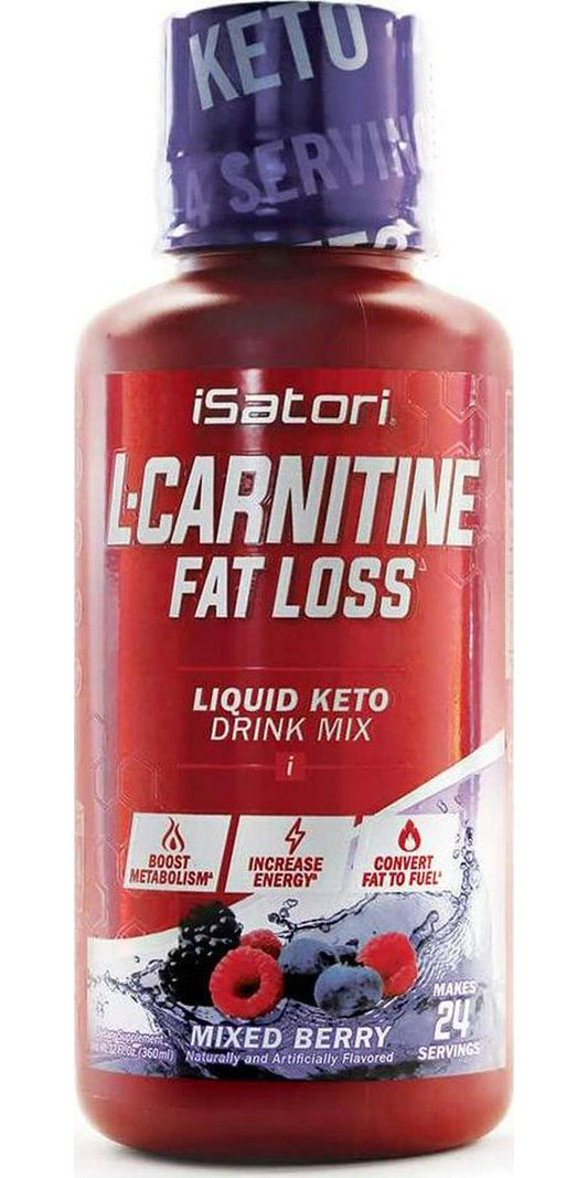iSatori L-Carnitine Liquid Fat Burner and Metabolism Activator - Fat Loss for Health and Fitness - Keto Friendly Weight Loss - Stimulant Free - Mixed Berry 1500mg (24 Servings)