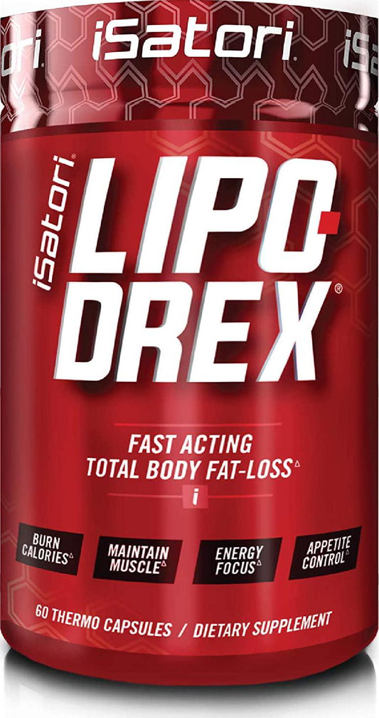 iSatori Lipo-Drex Fat Loss Thermogenic Formula - Focus Blend - Fast Acting Total Body Fat Burner Weight Loss Muscle Maintenance and Appetite Suppressant for Men and Women - 60 Capsules
