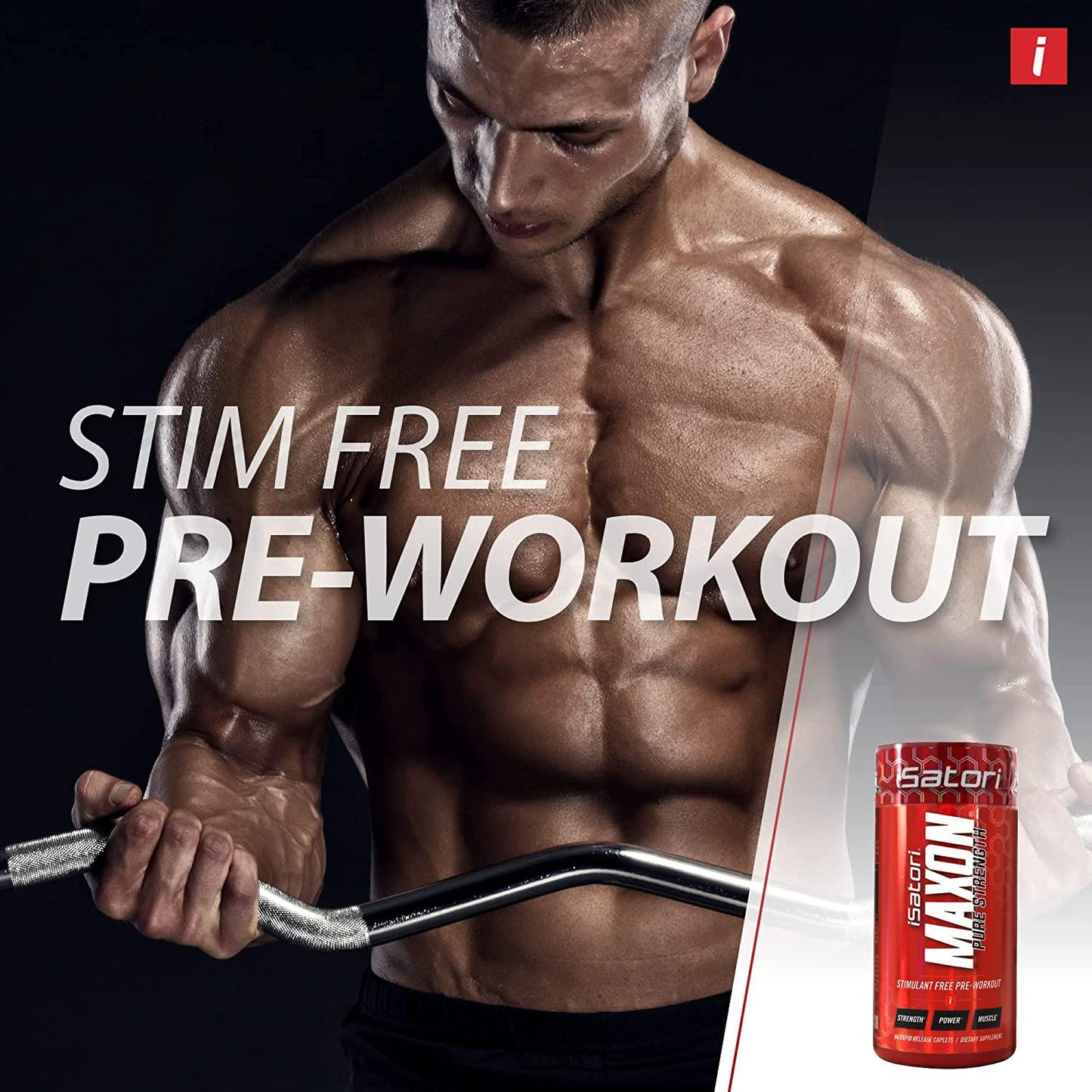 iSatori Maxon Pre Workout Stimulant Free - Fenugreek and Kre Alkalyn Creatine Pure Strength Muscle Gainer Lasting Energy for Men Keto Friendly - Dietary Supplement (84 Rapid Release Caplets)