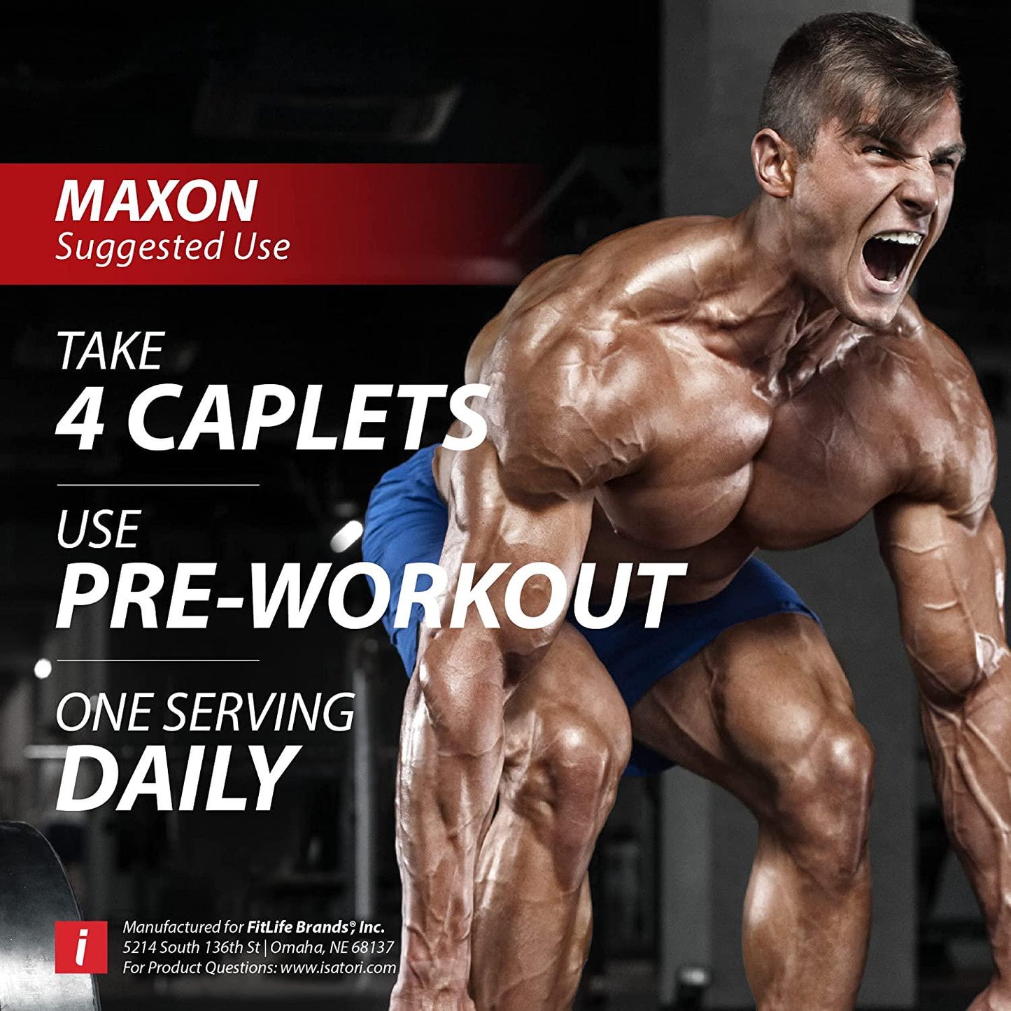 iSatori Maxon Pre Workout Stimulant Free - Fenugreek and Kre Alkalyn Creatine Pure Strength Muscle Gainer Lasting Energy for Men Keto Friendly - Dietary Supplement (84 Rapid Release Caplets)