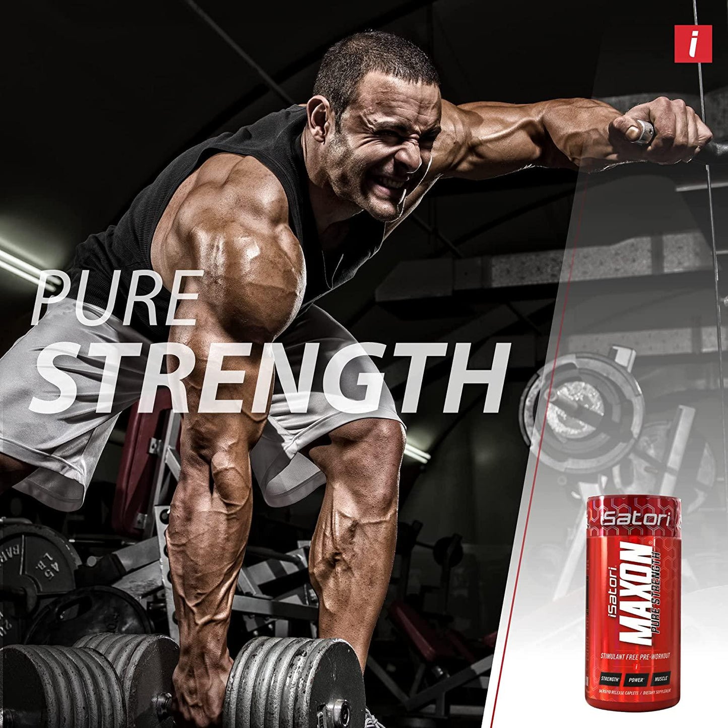 iSatori Maxon Pre Workout Stimulant Free - Fenugreek and Kre Alkalyn Creatine Pure Strength Muscle Gainer Lasting Energy for Men Keto Friendly - Dietary Supplement (84 Rapid Release Caplets)