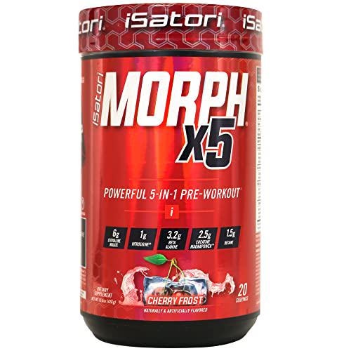 iSatori Morph X5 Intense Pre Workout- with Citrulline Malate, Beta Alanine, Creatine Magnapower, for Strength, Energy, Extreme Muscle Pumps - Great Tasting - Cherry Frost (20 Servings)