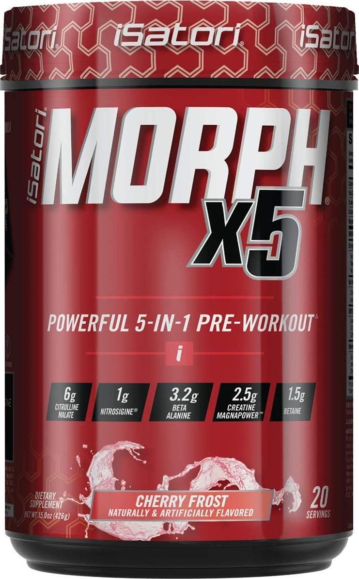 iSatori Morph Xtreme Intense Pre Workout - Bombsicle (20 Servings) and iSatori Classic Blender Bottle (Clear Bottle with Red Top)