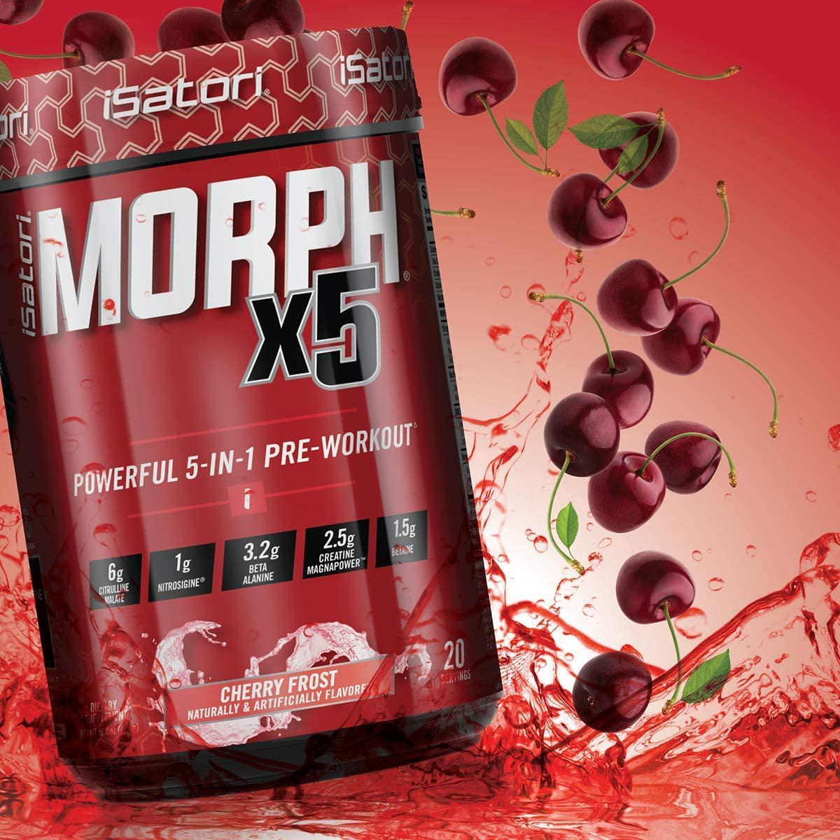 iSatori Morph Xtreme Intense Pre Workout - Bombsicle (20 Servings) and iSatori Classic Blender Bottle (Clear Bottle with Red Top)