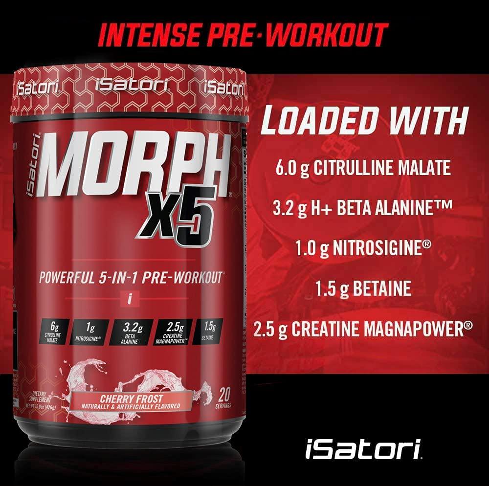 iSatori Morph Xtreme Intense Pre Workout Formula With BCAA For Maximum Gains - Increase Energy, Endurance And Muscle Growth - Fast Recovery - Orange Mango Mania - 20 Servings