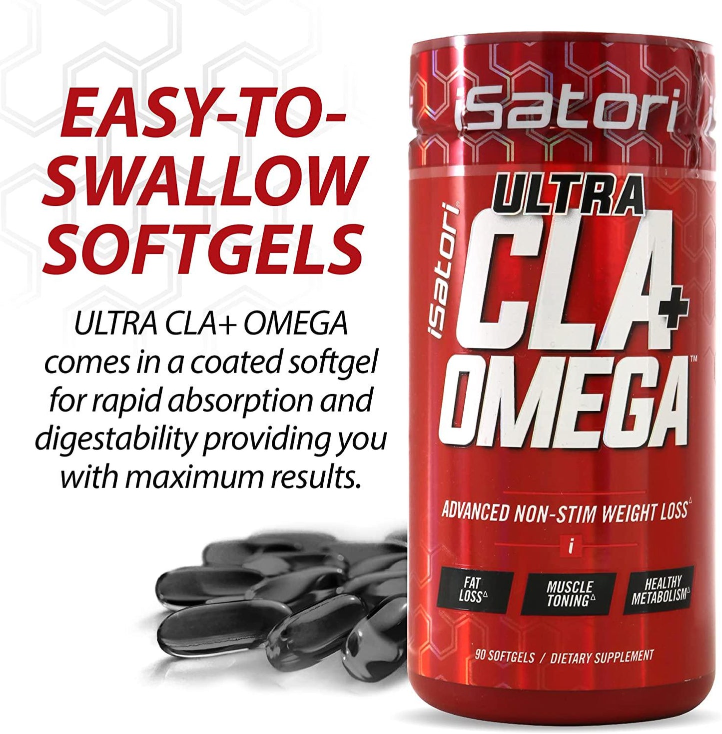 iSatori Ultra CLA - Omega 3 6 9 Safflower Oil Fish Oil Conjugated Linoleic Acid - Natural Weight Loss Exercise Enhancement Fat Burner Muscle Toner - Stimulant Free Dietary Supplement - 90 Softgels