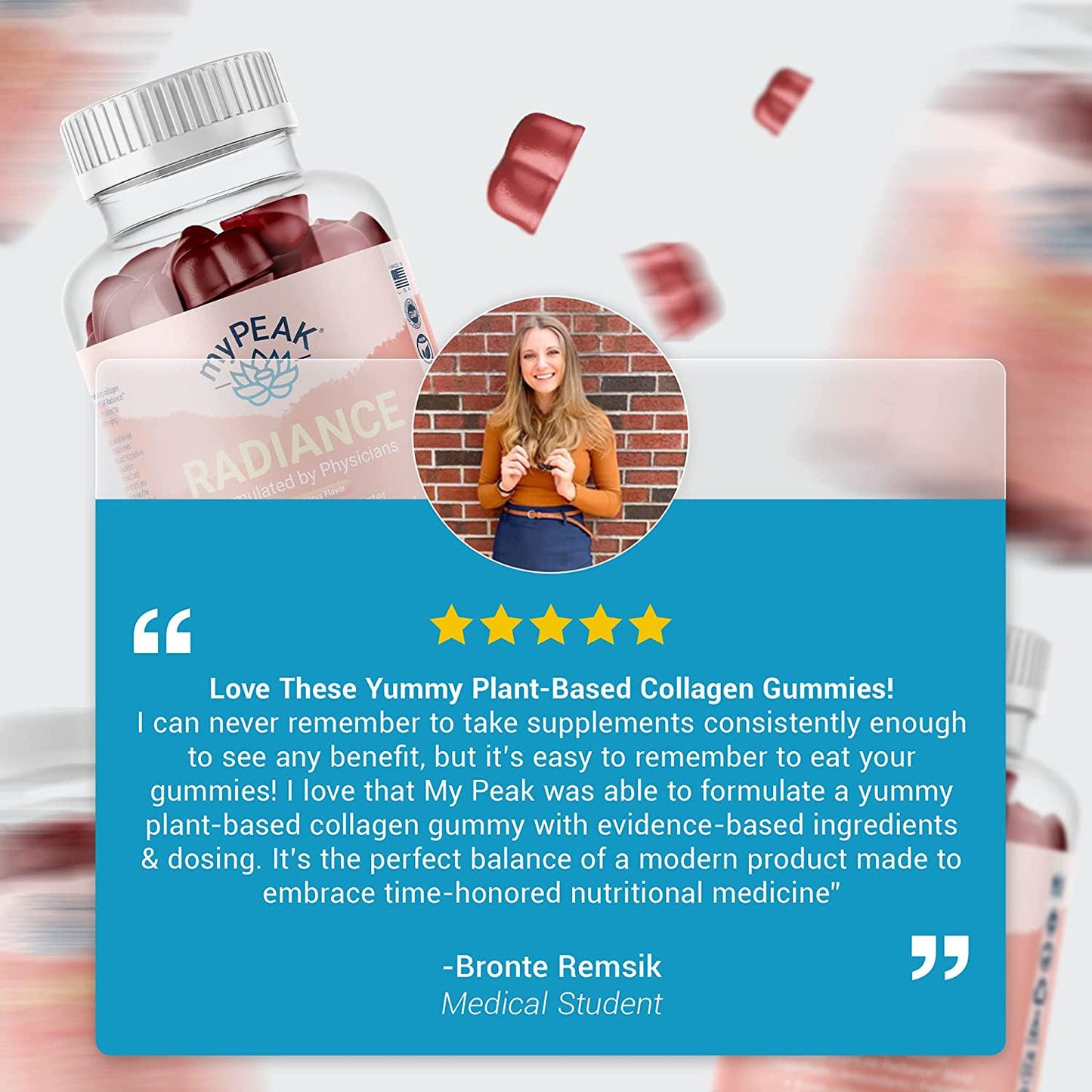 myPEAK Radiance Vegan Collagen Booster and Superfruit Gummies, Collagen Supplements with Superfruits and Skin-Enhancing Nutrients, Hair Skin and Nails Vitamins for Beauty, 60 Gummies