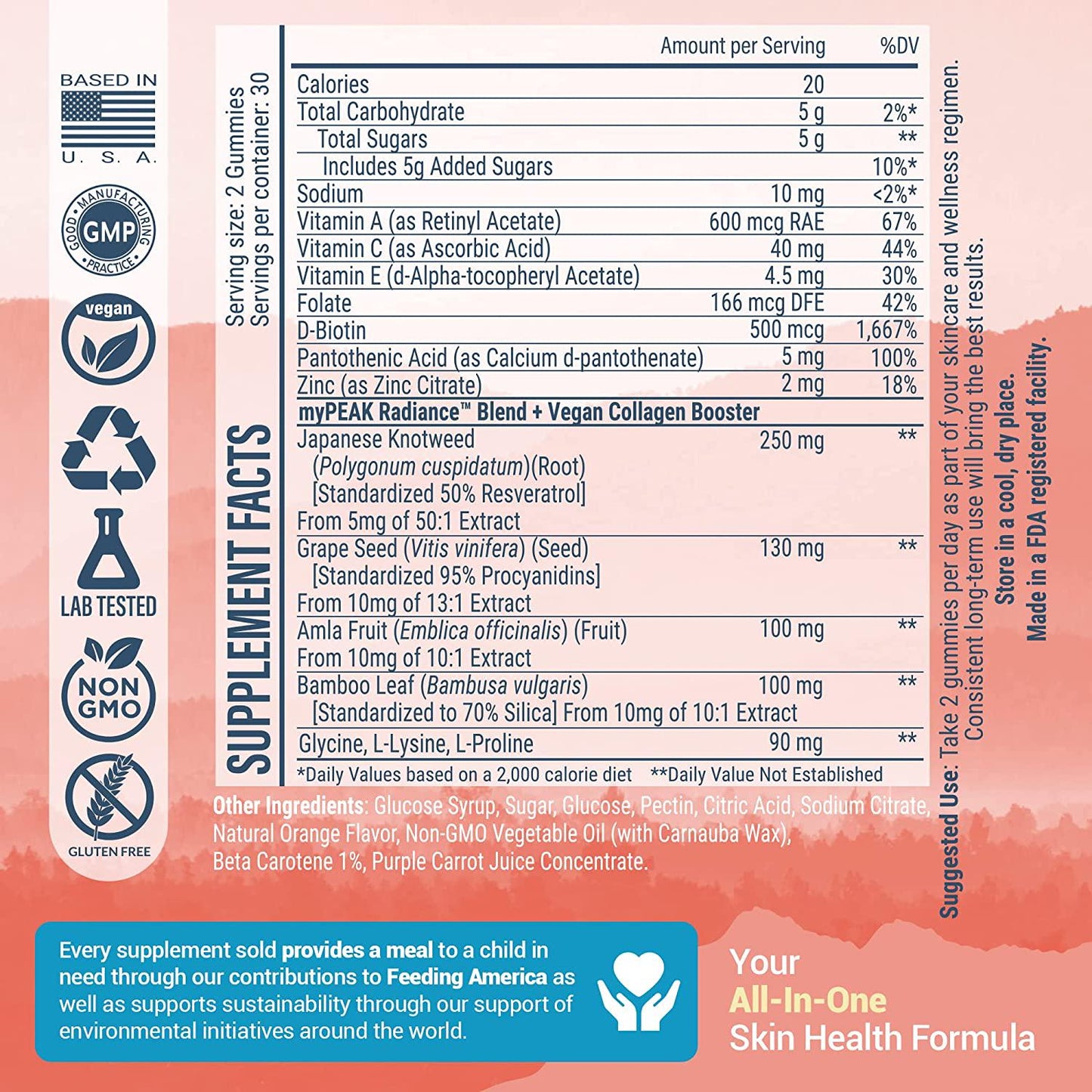 myPEAK Radiance Vegan Collagen Booster and Superfruit Gummies, Collagen Supplements with Superfruits and Skin-Enhancing Nutrients, Hair Skin and Nails Vitamins for Beauty, 60 Gummies