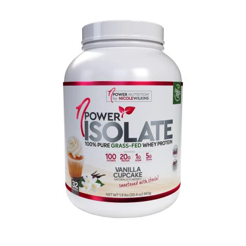 nPower Nutrition 100% Grass-Fed Whey Protein Isolate Powder, Vanilla Cupcake, 20g Protein, 5g BCAA, Low Carb - 1.9 lb Tub
