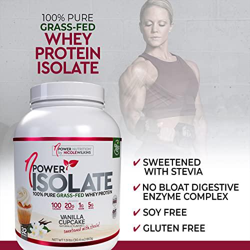 nPower Nutrition 100% Grass-Fed Whey Protein Isolate Powder, Vanilla Cupcake, 20g Protein, 5g BCAA, Low Carb - 1.9 lb Tub