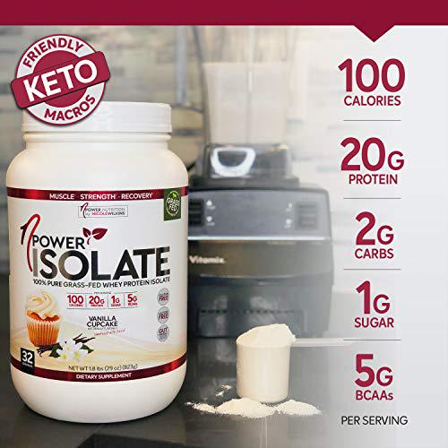 nPower Nutrition 100% Grass-Fed Whey Protein Isolate Powder, Vanilla Cupcake, 20g Protein, 5g BCAA, Low Carb - 1.9 lb Tub