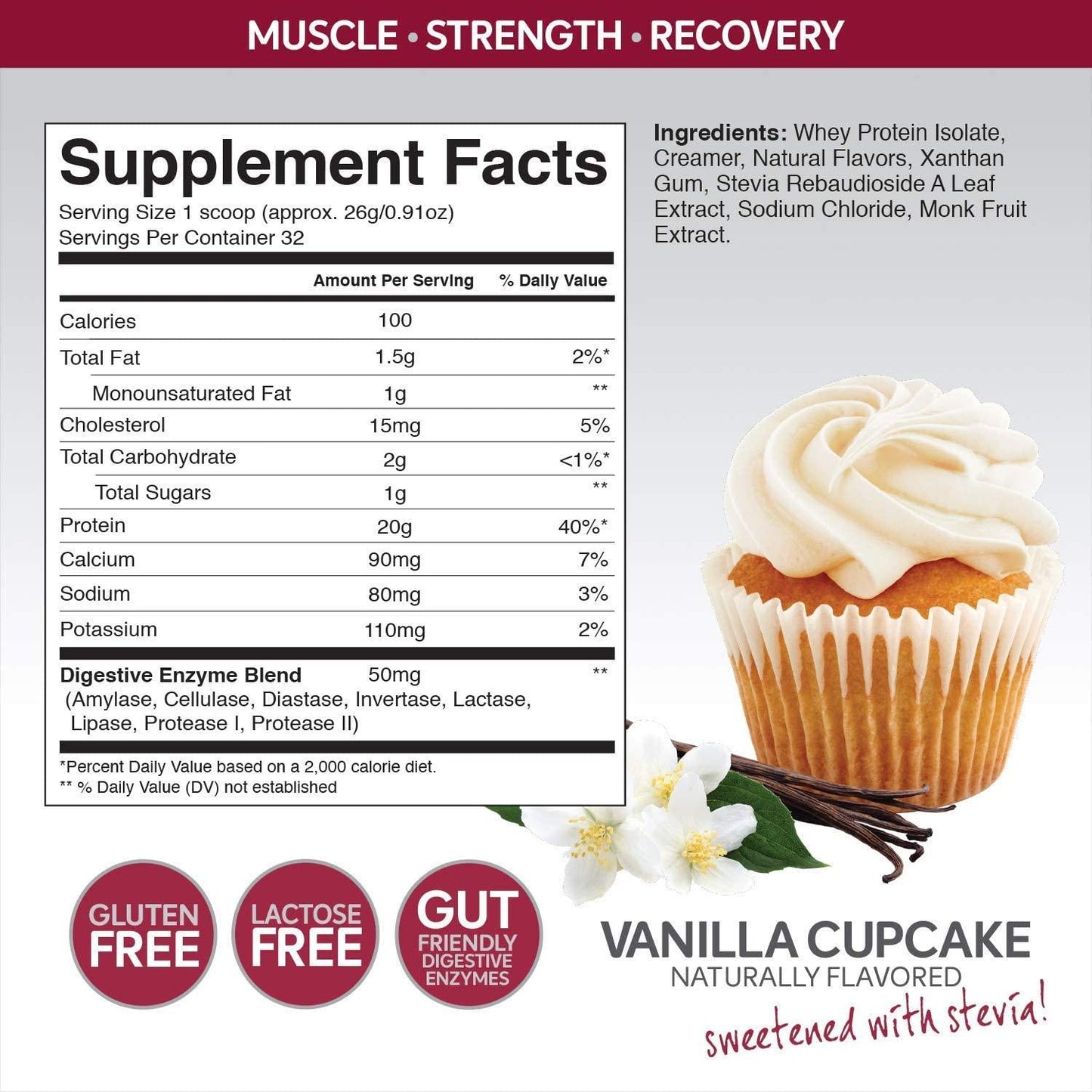 nPower Vanilla Cupcake Grass Fed Whey Protein and Multivitamin with Adrenal Support Bundle