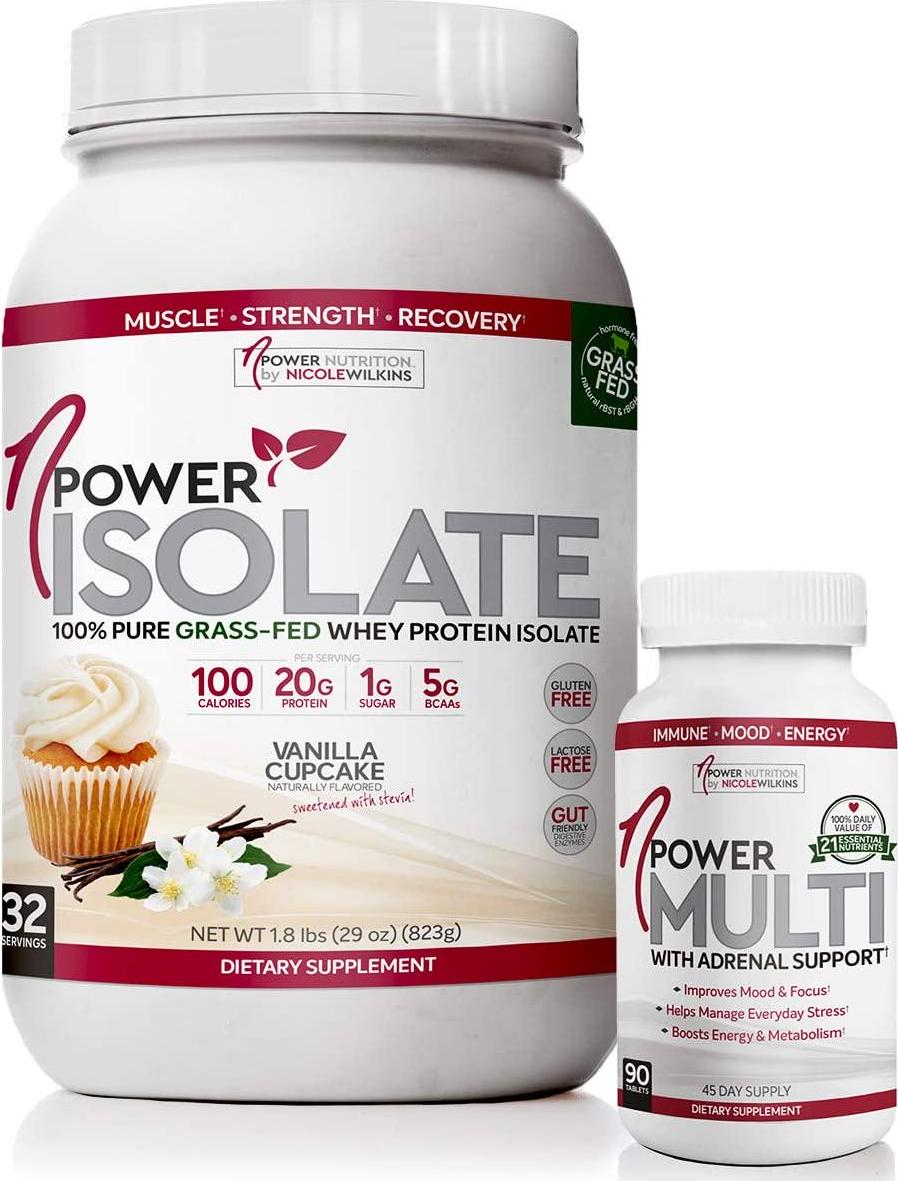 nPower Vanilla Cupcake Grass Fed Whey Protein and Multivitamin with Adrenal Support Bundle