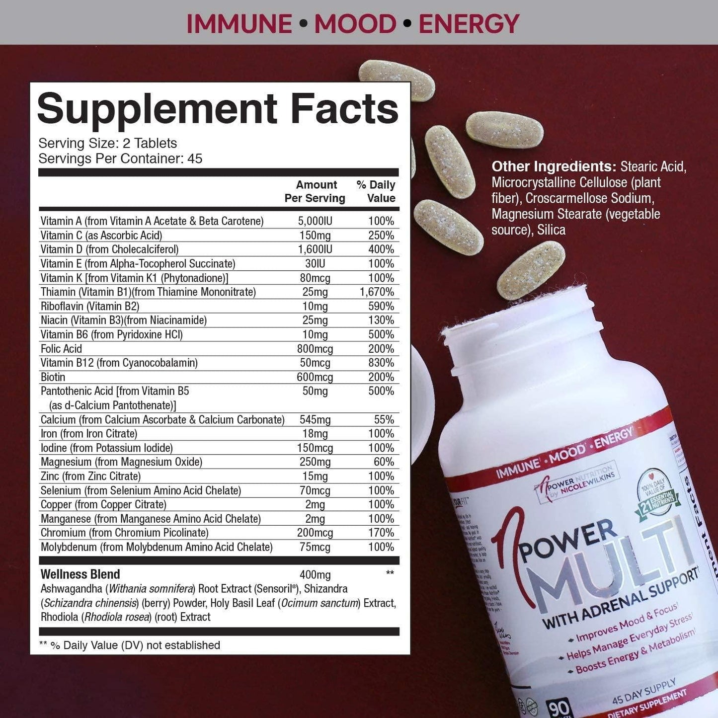 nPower Vanilla Cupcake Grass Fed Whey Protein and Multivitamin with Adrenal Support Bundle