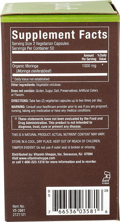 plnt Moringa 1,000mg (Moringa Oleifera) Nutrient Dense Superfood That Provides Natural Energy, NonGMO, Vegan (100 Veggie Capsules)