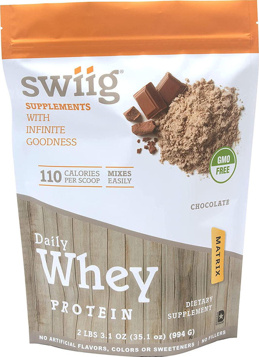 swiig Daily Whey Matrix Protein Powder, Chocolate, 2.2 Pound