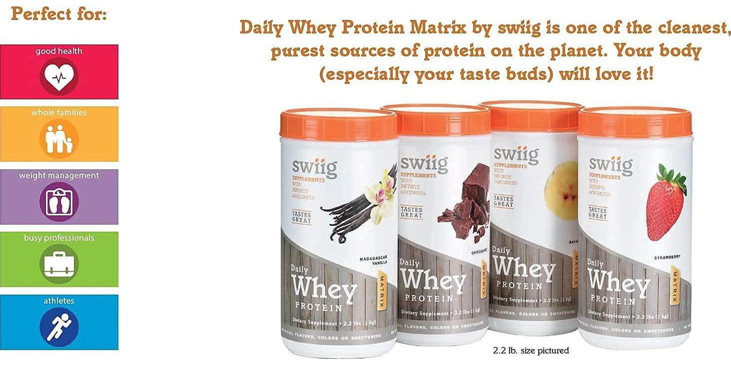 swiig Daily Whey Matrix Protein Powder, Chocolate, 2.2 Pound