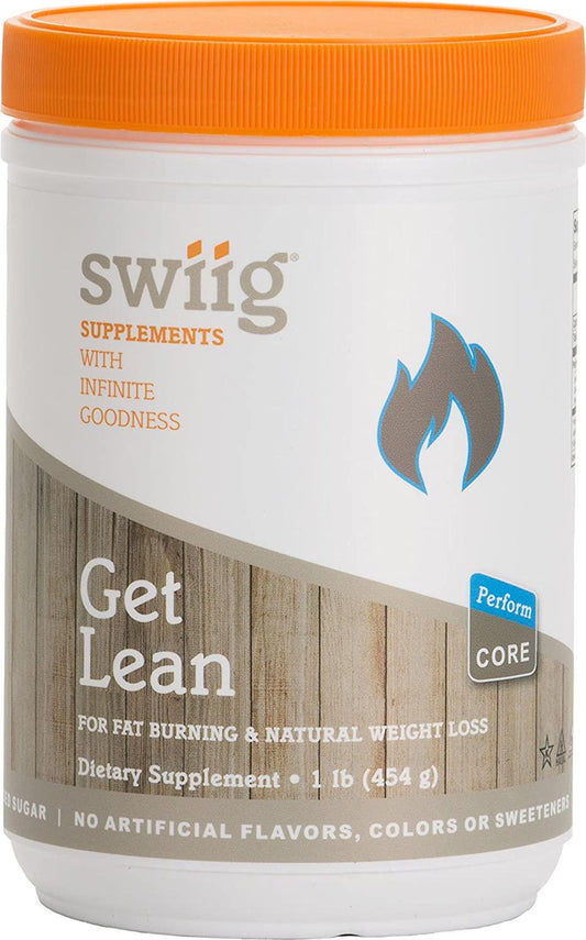 swiig Get Lean, Perform, Core, No GMO Ingredients, No Added Sugar, No Artificial Flavors, Colors or Sweeteners, No Gluten, No Preservatives, Dietary Supplement, 84 Servings, 1 lb Jar