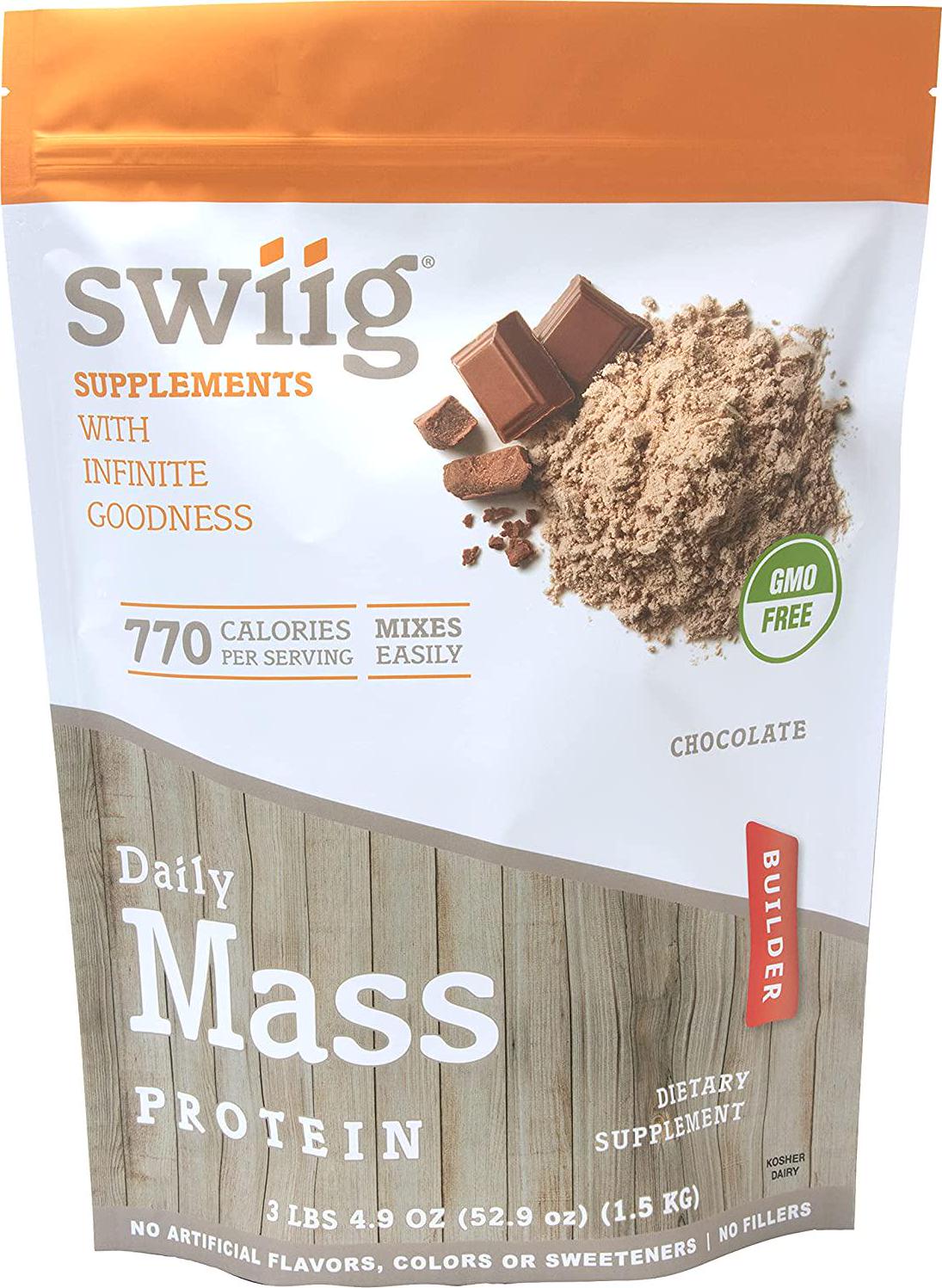 swiig Mass Builder Protein Powder, Chocolate, 3.3 Pound