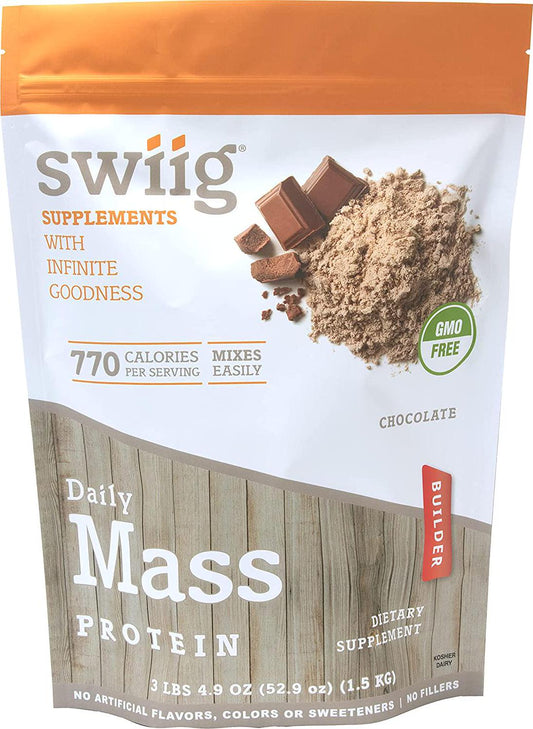 swiig Mass Builder Protein Powder, Chocolate, 3.3 Pound